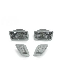 1997-2006 Jeep Wrangler TJ DEPO Crystal Clear Front Bumper Lights + Clear LED Side Marker Lights