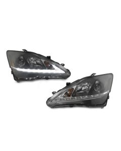 2006-2013 Lexus IS250 IS350 Facelift LED Strip DRL JDM Black Projector Headlight