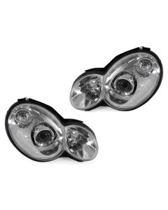 2002-2005 Mercedes C Class W203 2D Sport Coupe Chrome OR Black AMG Style Projector Headlight Made by DEPO