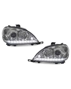 2002-2005 Mercedes M Class W163 White LED Strip Projector Headlight For Halogen Models