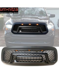 Fits 13-23 Dodge Ram 1500 Rebel Style Front Bumper Hood Mesh Grille Matte Black