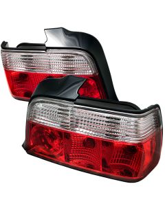 1992-1998 BMW E36 3-Series 4 Door Red Clear Housing Tail Lights