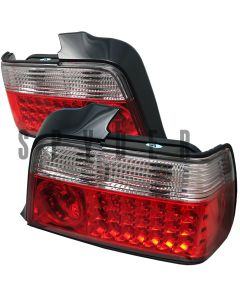 1992-1998 BMW E36 3-Series 4 Door Red Clear Housing LED Tail Lig