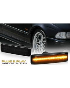 For BMW E39 M5 525i 528i 540i 97-03 Side Marker Turn Signal Lights Dynamic Smoke