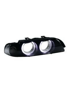 DEPO Euro Clear Corner Replacement Headlight Lenses with UHP/Orion v2 Angel Eyes for 97-00 BMW E39 