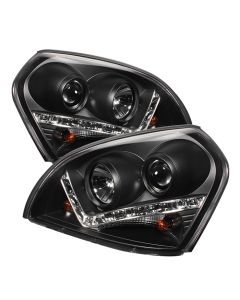 Hyundai Tucson 04-09 DRL LED Projector Headlights - Black