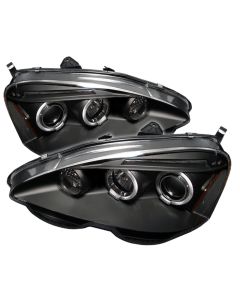 2002-2004 Acura RSX Black Housing Dual Halo Angel Eyes LED Proje