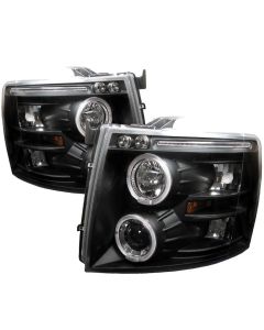 2007-2008 Chevy Silverado Black Housing Dual Halo Angel Eyes LED