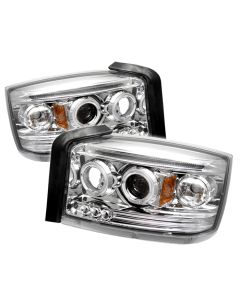 2005-2007 Dodge Dakota Chrome Housing Dual Halo Angel Eyes LED P