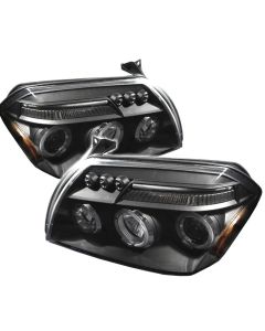 2005-2007 Dodge Magnum Black Housing Dual Halo Angel Eyes LED Pr