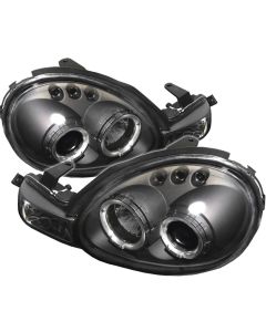 2000-2002 Dodge Neon Black Housing Dual Halo Angel Eyes LED Proj