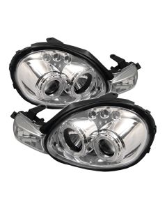 2000-2002 Dodge Neon Chrome Housing Dual Halo Angel Eyes LED Pro