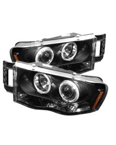 2002-2005 Dodge Ram Black Housing Dual Halo Angel Eyes LED Proje