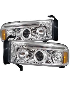 1994-2001 Dodge Ram Chrome Housing Dual Halo Angel Eyes LED Proj