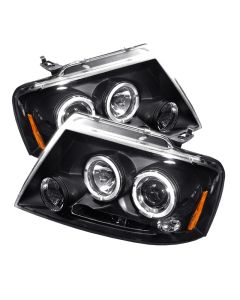 2004-2006 Ford F150 Black Housing Dual Halo Angel Eyes LED Proje