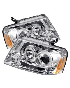 2004-2006 Ford F150 Chrome Housing Dual Halo Angel Eyes LED Proj