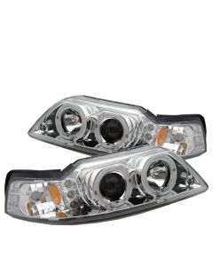 1999-2004 Ford Mustang Chrome Housing Dual Halo Angel Eyes LED P