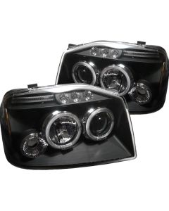 2001-2004 Nissan Frontier Black Housing Dual Halo Angel Eyes LED