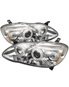 2003-2006 Toyota Corolla Chrome Housing Dual Halo Angel Eyes LED