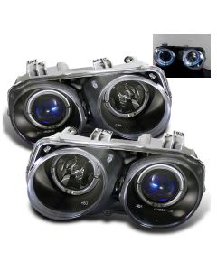 1998-2001 Acura Integra Black Housing Dual Halo Angel Eyes Proje