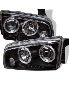 2005-2008 Dodge Charger Black Housing Dual Halo Angel Eyes LED P