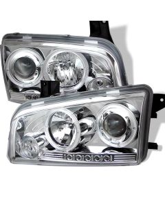 2005-2008 Dodge Charger Chrome Housing Dual Halo Angel Eyes LED