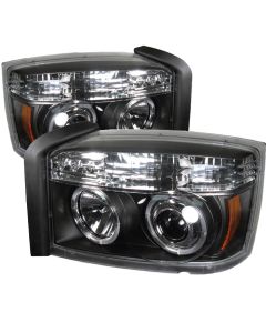 2005-2007 Dodge Dakota Black Housing Dual Halo Angel Eyes LED Pr