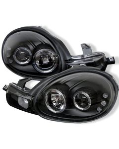 2000-2002 Dodge Neon Black Housing Dual Halo Angel Eyes LED Proj