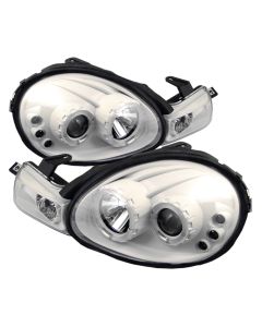 2000-2002 Dodge Neon White Housing Dual Halo Angel Eyes LED Proj