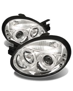 2003-2005 Dodge Neon Chrome Housing Dual Halo Angel Eyes LED Pro