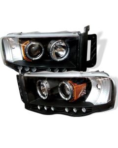 2002-2005 Dodge Ram Black Housing Dual Halo Angel Eyes LED Proje