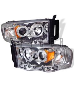 2002-2005 Dodge Ram Chrome Housing Dual Halo Angel Eyes LED Proj