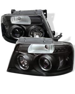 2004-2006 Ford F150 Black Housing Dual Halo Angel Eyes Projector