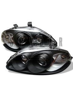 1996-1998 Honda Civic 2/3/4 Door Black Housing Dual Halo Angel E