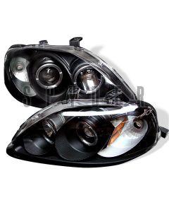 1999-2000 Honda Civic 2/3/4 Door Black Housing Dual Halo Angel E