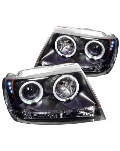 1999-2004 Jeep Grand Cherokee Black Housing Dual Halo Angel Eyes