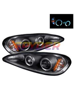 1999-2005 Pontiac Grand AM Black Housing Dual Halo Angel Eyes Pr