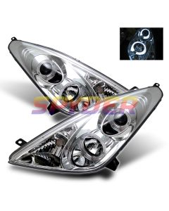 2000-2005 Toyota Celica Chrome Housing Dual Halo Angel Eyes Proj