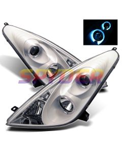 2000-2005 Toyota Celica White Housing Dual Halo Angel Eyes Proje