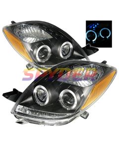 2006-2008 Toyota Yaris Black Housing Dual Halo Angel Eyes LED Pr