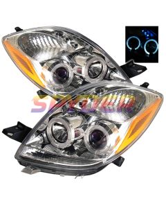 2006-2008 Toyota Yaris Chrome Housing Dual Halo Angel Eyes LED P