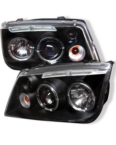 1999-2004 VW Jetta Black Housing Dual Halo Angel Eyes Projector