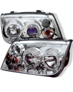 1999-2004 VW Jetta Chrome Housing Dual Halo Angel Eyes Projector