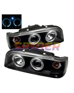 1993-1997 Volvo 850 Black Housing Dual Halo Angel Eyes Projector