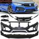 Fits 16-21 Honda Civic Type-R Sedan Coupe Painted Front Bumper & Lip Gloss Black