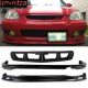 Fits 96-98 Civic 2Dr/4Dr MU Front + Rear Bumper Lip + Mugen Front Hood Grill