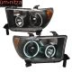 Fits 07-08 Tundra Sequoia CCFL Halo Projector Headlight Head Lamps Black - 2PC