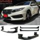 Fits 16-18 Civic Sedan AVS Style Front + Side Skirts + Rear Lip Apron Splitter