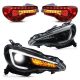 VLAND Set of Dual Beam Projector Headlights and Full LED Tail Lights for Toyota 86 GT86 2012-2020 Subaru BRZ 2013-2020 Scion FR-S 2013-2020 (LHD and RHD Editions on Headlights. Red Clear and Smoked Styles on Tail Lights)