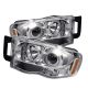 2002-2005 Dodge Ram Chrome Housing Dual Halo Angel Eyes LED Proj